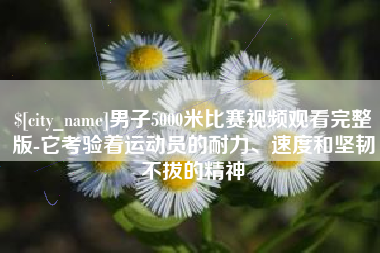 合肥男子5000米比赛视频观看完整版-它考验着运动员的耐力、速度和坚韧不拔的精神